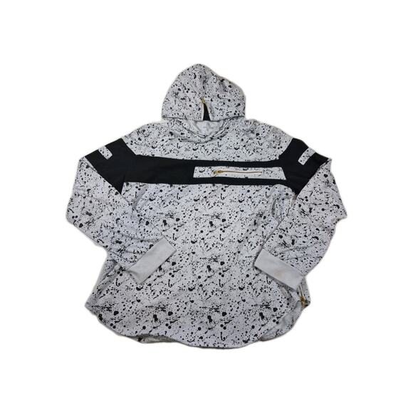 Mens Red Ape Black White Splatter Hooded Long Sleeve Shirt 3XL - Picture 1 of 7